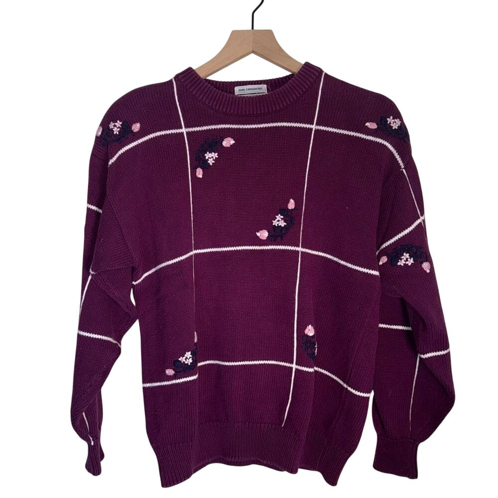 VINTAGE IZOD CLUB hand embroidered grandma cottagecore coastal crewneck sweater